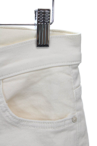 Mother Womens Cropped High Rise Ivory Cotton Jeans Size 28