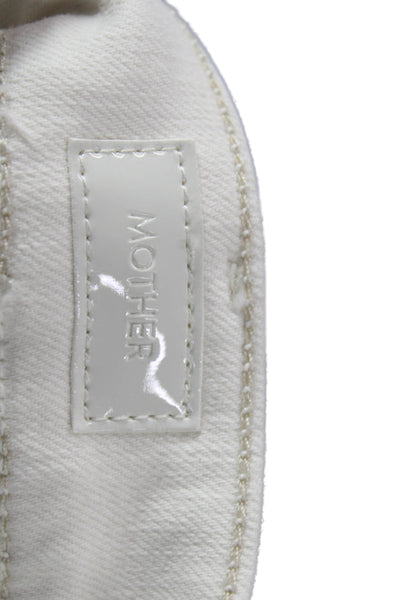 Mother Womens Cropped High Rise Ivory Cotton Jeans Size 28