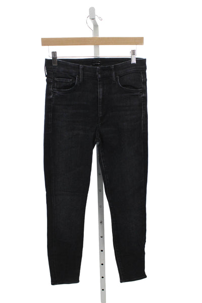 Mother Women Skinny Jeans Black High Rise Cotton Button Inseam 26 Size 28