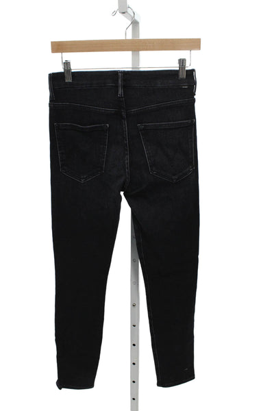 Mother Women Skinny Jeans Black High Rise Cotton Button Inseam 26 Size 28