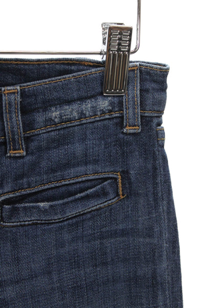 Current/Elliott Womens Flared Jeans Blue Mid Rise Cotton Blend Button Size 25
