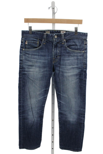AG Mens Straight Jeans Mid Rise Blue Cotton Size 31