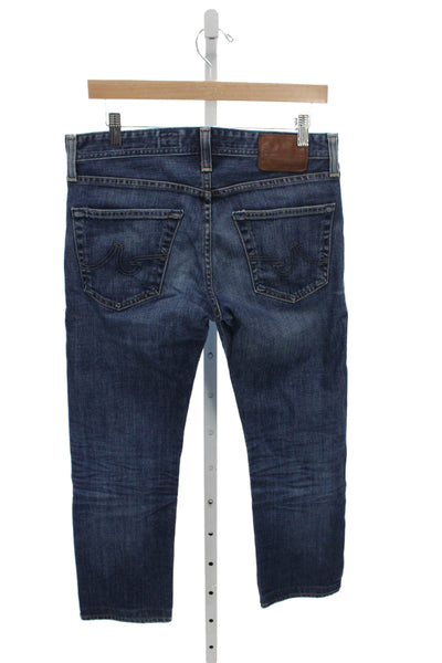 AG Mens Straight Jeans Mid Rise Blue Cotton Size 31