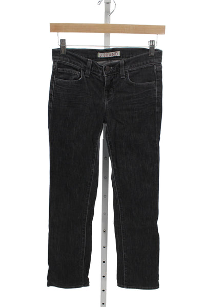 J Brand Womens Black Straight Jeans Cotton Blend Button Fly Size 24