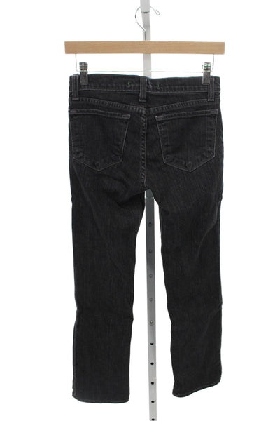 J Brand Womens Black Straight Jeans Cotton Blend Button Fly Size 24