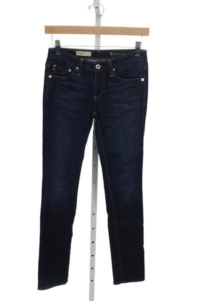 AG Women Ankle High Waist Blue Jeans Cotton Blend Button Size 24
