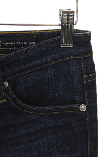 AG Women Ankle High Waist Blue Jeans Cotton Blend Button Size 24