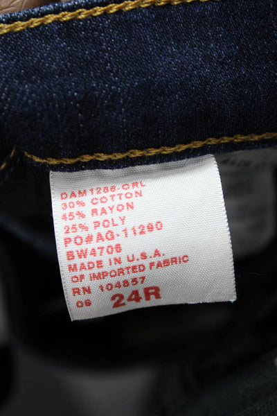 AG Women Ankle High Waist Blue Jeans Cotton Blend Button Size 24