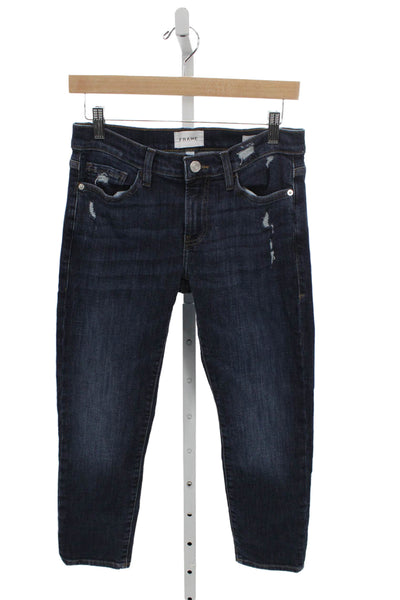 Frame Women Ankle Jeans Blue Mid Rise Cotton Size 25