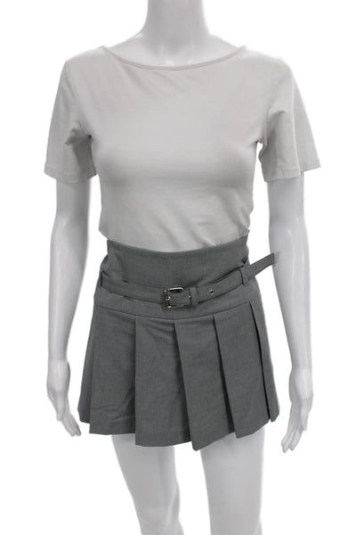 Zara Womens Pleated Gray Skirt Buckle Closure Size XL