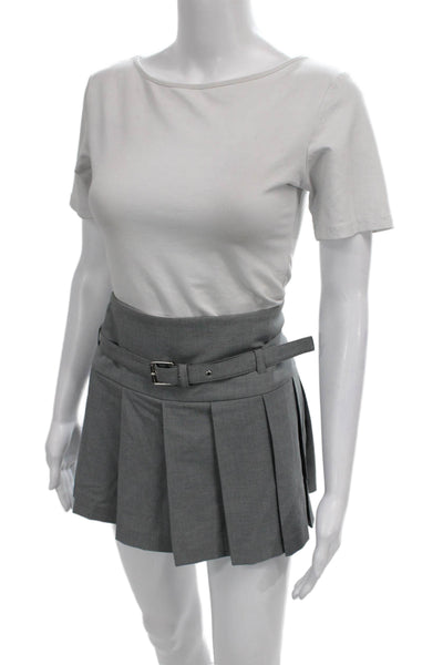 Zara Womens Pleated Gray Skirt Buckle Closure Size XL