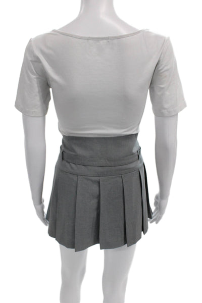 Zara Womens Pleated Gray Skirt Buckle Closure Size XL