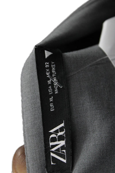 Zara Womens Pleated Gray Skirt Buckle Closure Size XL