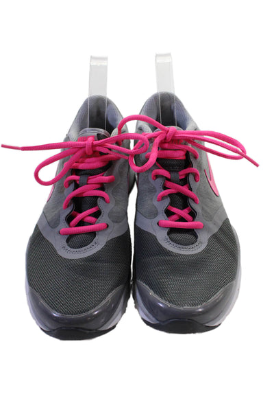 Nike Women's Lace Up Rubber Sole Trainer Sneakers Gray/Pink Size 8