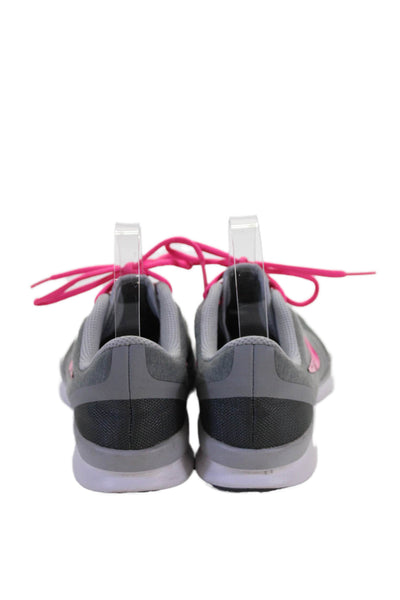 Nike Women's Lace Up Rubber Sole Trainer Sneakers Gray/Pink Size 8