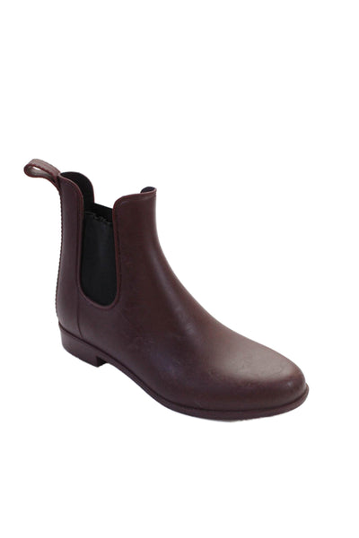J Crew Women's Rubber Pull-On Rain Shoes Burgundy Size 8