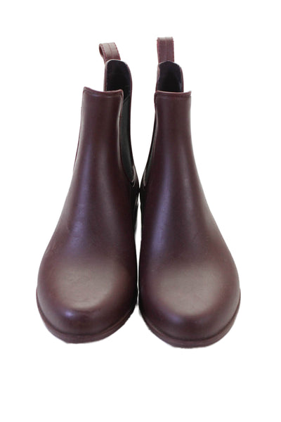 J Crew Women's Rubber Pull-On Rain Shoes Burgundy Size 8