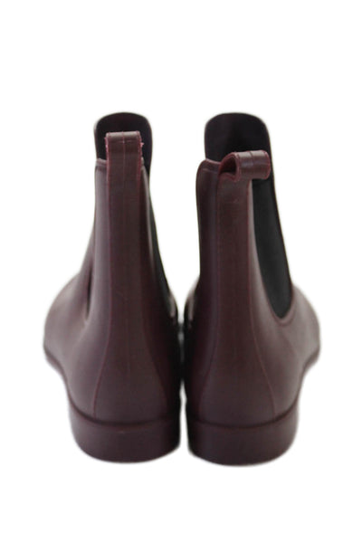 J Crew Women's Rubber Pull-On Rain Shoes Burgundy Size 8