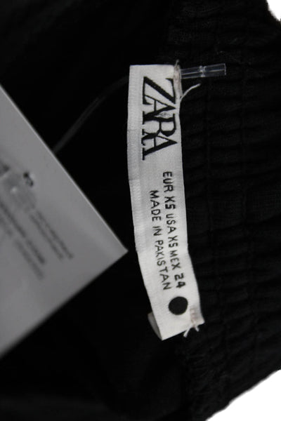 Zara Womens Sweat Shorts Black Cotton Solid Pull On Size XS