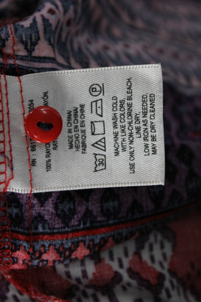 Maeve Anthropologie Womens Red Tunic Long Sleeve Collared Rayon Size 10