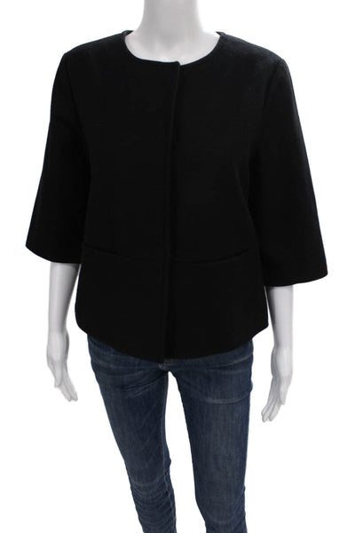 Theory Women Basic Jacket Black Wool Blend 3/4 Sleeve Size L