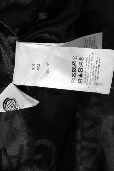 Ganni Womens Overcoat Black Wool Blend Tie Long Sleeve Size 36