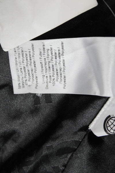 Ganni Womens Overcoat Black Wool Blend Tie Long Sleeve Size 36