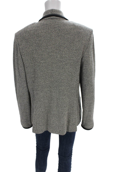 St. John Collection Women Black Flecked Tweed Knit Blazer Long Sleeve Size M