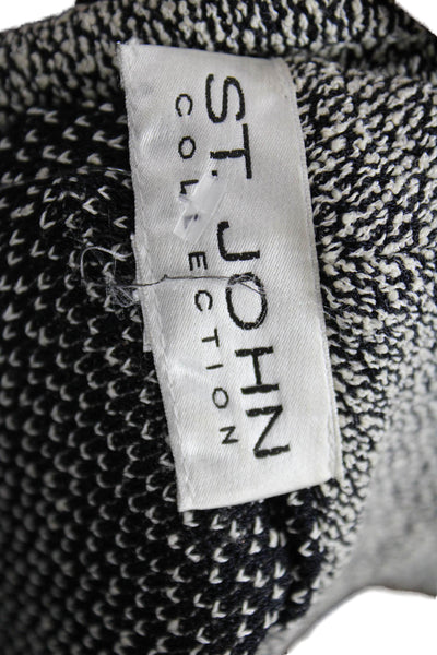 St. John Collection Women Black Flecked Tweed Knit Blazer Long Sleeve Size M