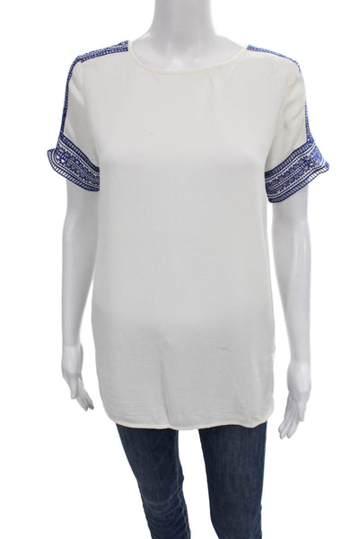 Michael Michael Kors Womens Tunic Blouse White Short Sleeve Viscose Size XS