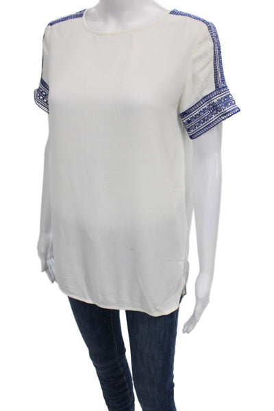 Michael Michael Kors Womens Tunic Blouse White Short Sleeve Viscose Size XS