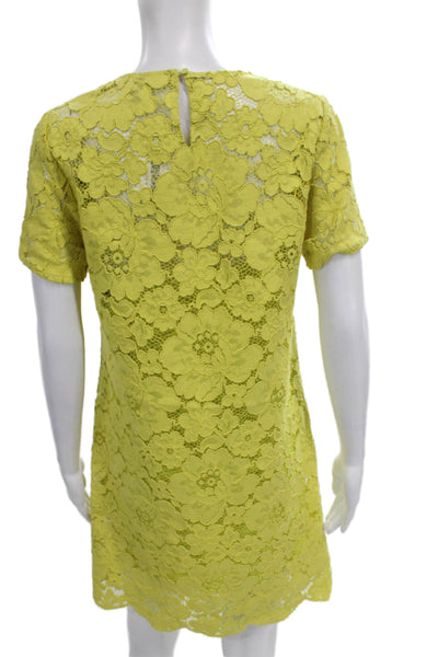 BCBG Max Azria Women Shift Dress Yellow Cotton Short Sleeve Button Size 2XS