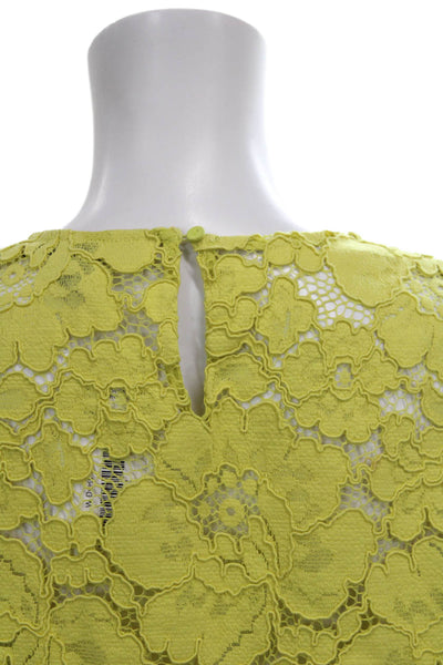 BCBG Max Azria Women Shift Dress Yellow Cotton Short Sleeve Button Size 2XS