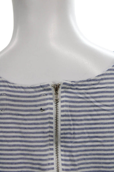 Line & Dot Womens Mini Dress Blue Cotton Short Sleeve Round Neck Size M