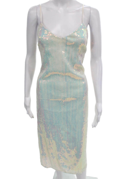 Staud Women Sequin V-Neck Slip Dress Multicolor Sleeveless Long Size M