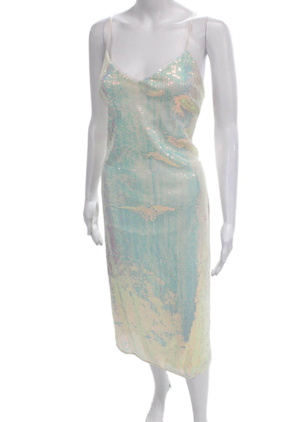 Staud Women Sequin V-Neck Slip Dress Multicolor Sleeveless Long Size M