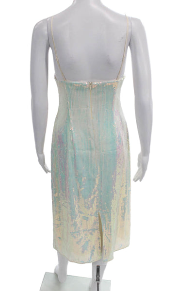 Staud Women Sequin V-Neck Slip Dress Multicolor Sleeveless Long Size M