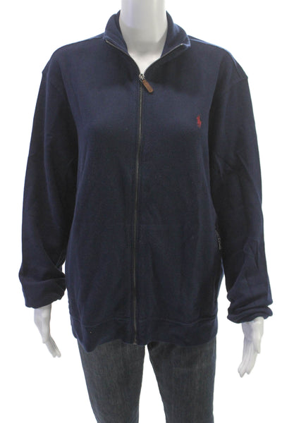 Polo Ralph Lauren Mens Full Zip Cotton Mock Neck Sweatshirt Blue Size L