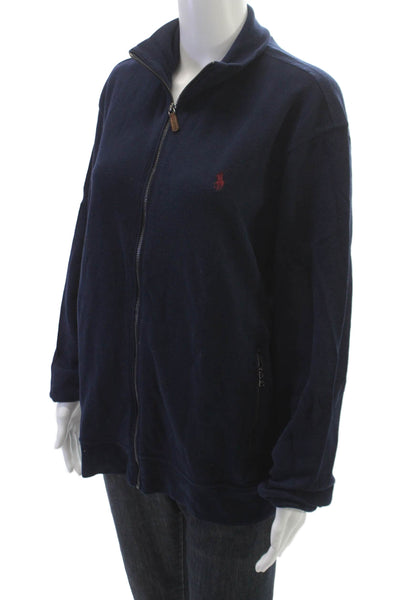 Polo Ralph Lauren Mens Full Zip Cotton Mock Neck Sweatshirt Blue Size L