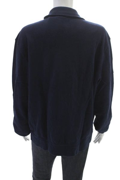 Polo Ralph Lauren Mens Full Zip Cotton Mock Neck Sweatshirt Blue Size L