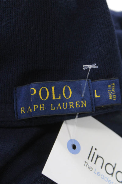 Polo Ralph Lauren Mens Full Zip Cotton Mock Neck Sweatshirt Blue Size L