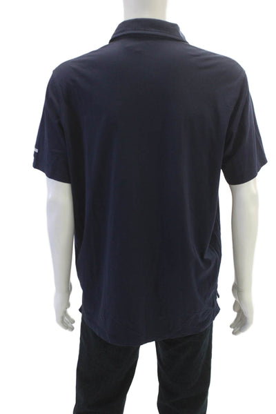 Greyson Mens Polo Shirt Blue Cotton Collared Short Sleeve Size L