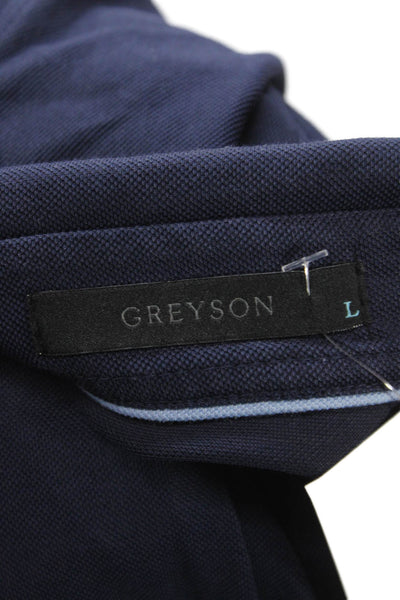 Greyson Mens Polo Shirt Blue Cotton Collared Short Sleeve Size L