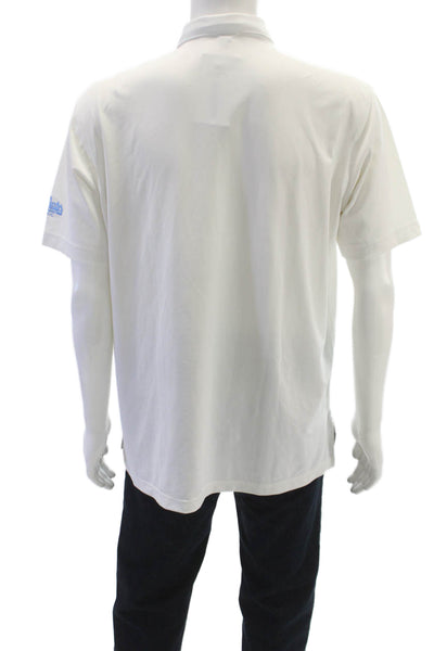 Peter Millar Mens Collared White Polo Short Sleeve Polyester Golf Size M