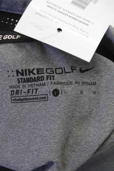 Nike Golf Mens Polo Gray Striped Polyester Collared Short Sleeve Size L