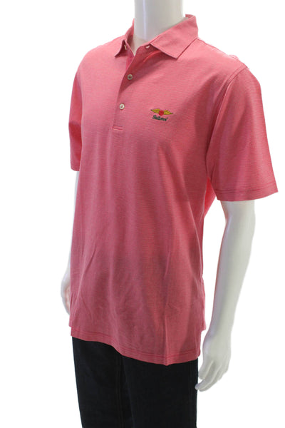 Peter Millar Mens Polo Gingham Collared Short Sleeve Red Cotton Size M
