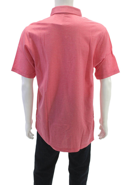 Peter Millar Mens Polo Gingham Collared Short Sleeve Red Cotton Size M