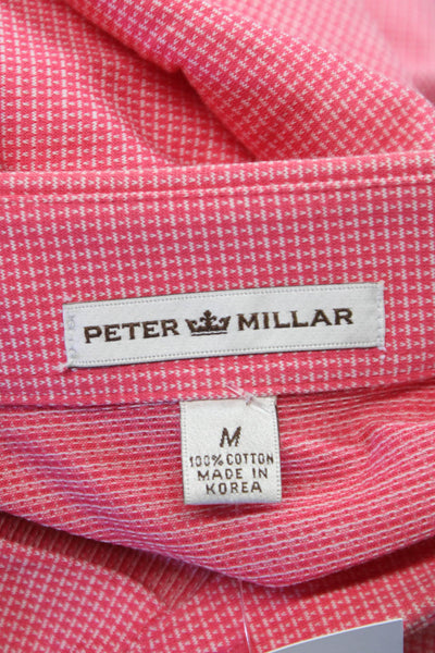 Peter Millar Mens Polo Gingham Collared Short Sleeve Red Cotton Size M