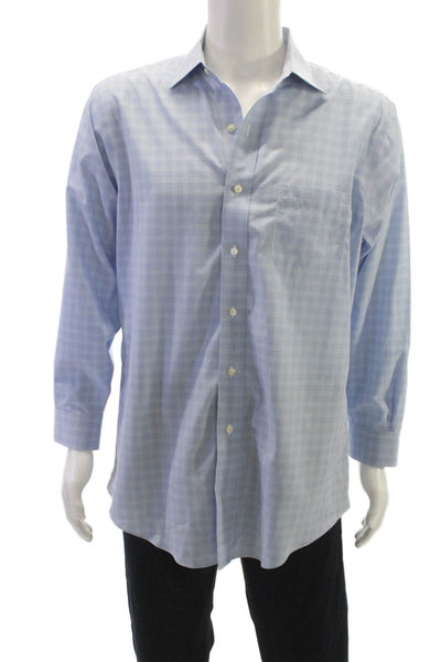 Brooks Brothers Mens Blue Plaid Button Down Cotton Shirt Size M