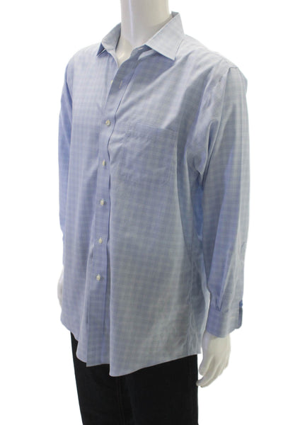 Brooks Brothers Mens Blue Plaid Button Down Cotton Shirt Size M